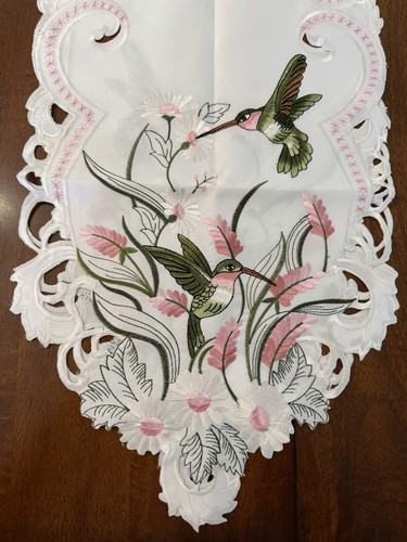 Embroidered hummingbird floral - embroidered,