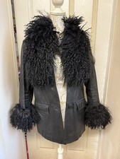 Vintage Real Leather Afghan Penny Lane Coat Hippy Boho Goth Uk12 Grunge Festival