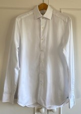 Reiss Men's White Shirt - Medium Slim Fit - Two Button Collar