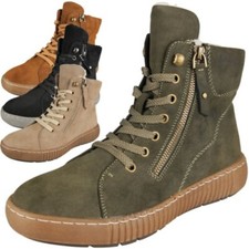 Womens Trainers Faux Fur Lined Lace Up Comfort Warm Zip Sneakers Shoes