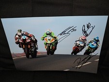 Michael Dunlop & Seeley, Johnston, Harrison Hand Signed 12x8 Nw200, Isle Of Man 