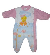 90s Tweety Bird Baby Footed PJ • Pink Terry Cloth Looney Tunes • USA • Vtg Retro