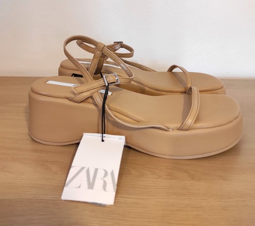 Zara camel brown flatform - zara,