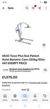 320kg Arjo Tenor Bariatric Mobility Hoist With Scale 