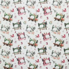 Superior Polycotton Digitally Printed Vintage Sewing Machines 114cm Wide