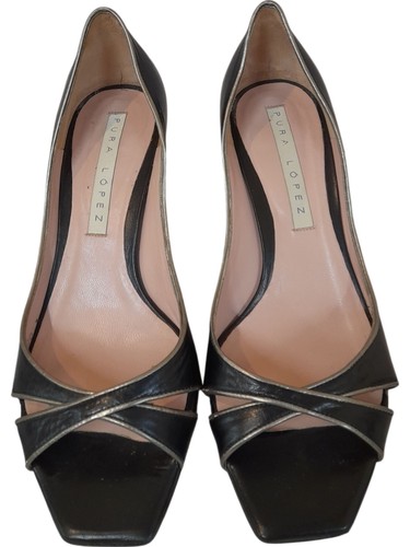 Pura lopez heels black leather - heels,