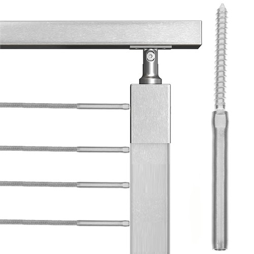 Silver steel cable railing kit - steel,