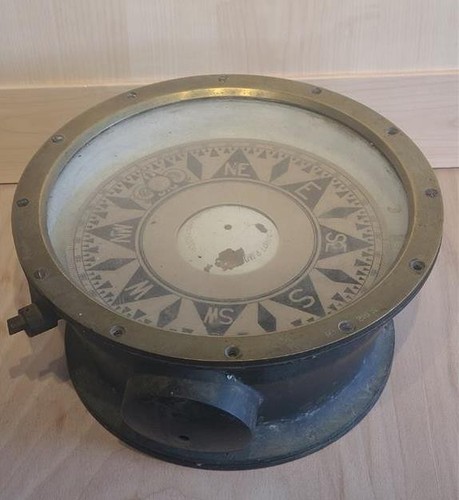 Vintage brass ships compass - ships,