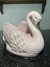 Vintage Pink Ceramic Swan Vase