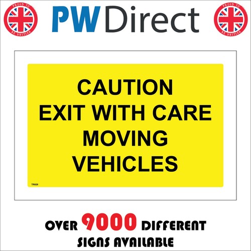 Sign caution exit with care - caution,