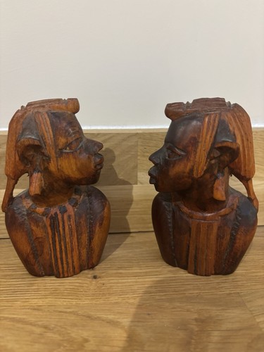 Pair wooden hand carved - pair,