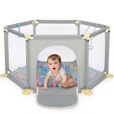 Indoor Outdoor Kids Activity Centre with Pull Ring & 10 Balls, Play Center Fence