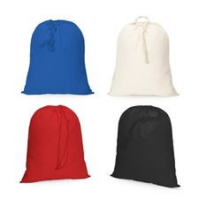 IMFAA Plain 100% Cotton Sack Drawstring Laundry Storage Bags in 4-Colours Lot