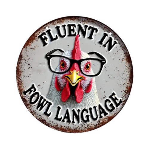 Round rooster door sign - round,