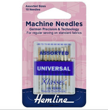 Hemline Universal Sewing Machine Needles – Assorted Sizes (Pack of 10) – Fits Mo