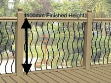 Wavy or Straight Black Metal Decking Panels. Steel Garden Fence Spindle Railings