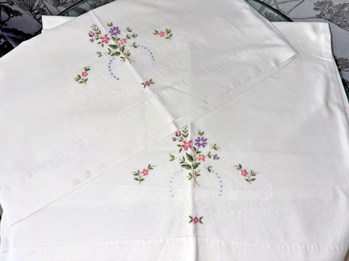 Pair vintage white cotton - pair,