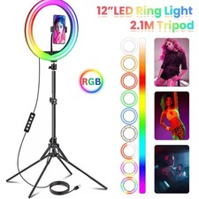 Ring Light with Tripod Stand & Phone Holder 12" inch RGB LED Selfie Ring Light
