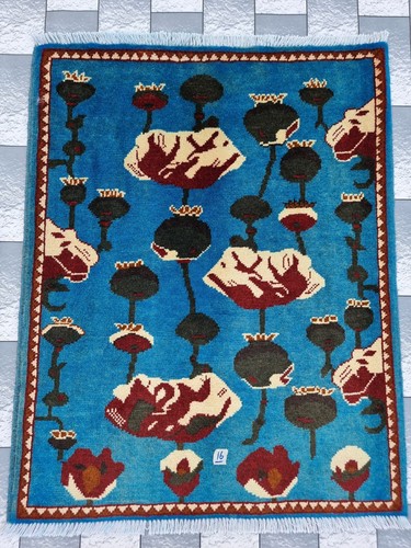 Vintage afghan rug hand wove - vintage,