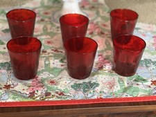 Vintage Red Glass Tumblers Set