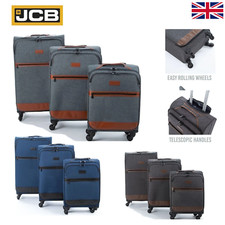 JCB Lightweight Luggage Suitcase, Quality Cabin Bag Case, 4 Easy Spinner Wheels