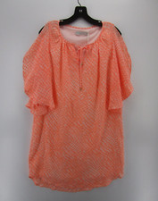 Alice & Trixie Dress Women Medium Orange Silk Mini Pullover Cold Shoulder NEW