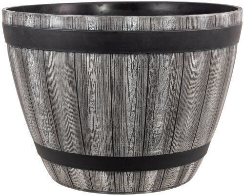 Grey wooden barrel - barrel, planter