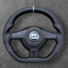 SEAT LEON MK1 FR CUSTOM FLAT BOTTOM SPORT BLACK LEATHER STEERING WHEEL