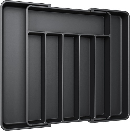 Black expandable cutlery tray - expandable,