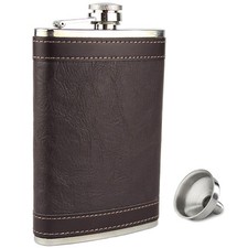 8oz hip flask - 8oz, brown
