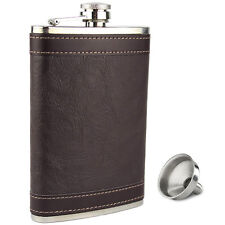 8oz Hip Flask Brown Leather