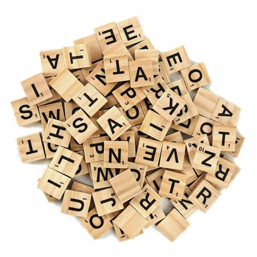 100 wooden scrabble tiles - wooden,