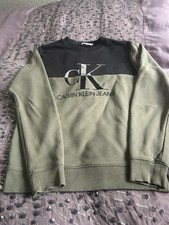 CALVIN KLEIN JEANS Boys Graphic Jumper Age 14 Khaki/black Hardly Worn Bargain