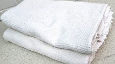 VINTAGE original  WAFFLE Throw Bedcover Blanket - Cream Cotton 168cm x 206cm