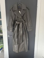 Zara New Viral Khaki Faux Leather Coat XS S