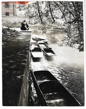 Cambridge Boating Punting University 1960s River Cam The Backs Black White Big!