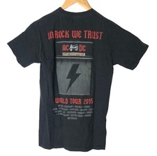 AC/DC World Tour 2015 T-Shirt Small In Rock We Trust Dates Fruit Loom Europe