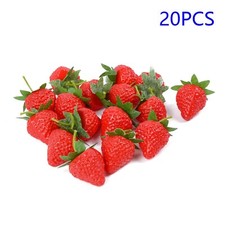 Set Of 20 Party Decor Artificial Strawberries Lifelike Faux Realistic Fake-Fruit