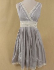 Derhy Dress Size Small Sheer Green Cotton Cream Lace Detail Pretty Embroidery