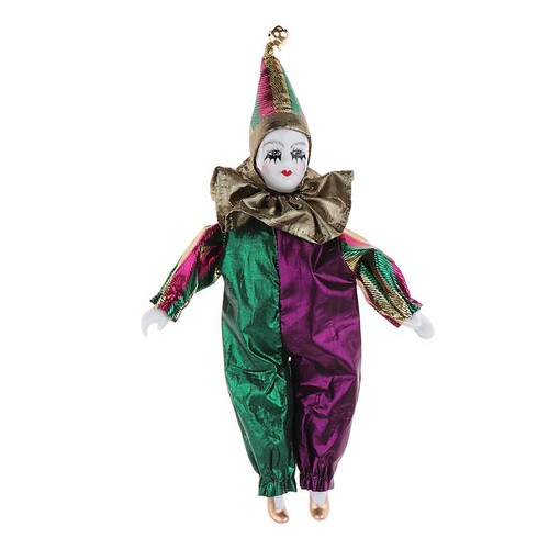 Clown porcelain doll wearing - clown,