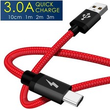 Heavy Duty Quick Fast Charge USB Type C Data Phone Charger Cable Lead 2m 3m 1m