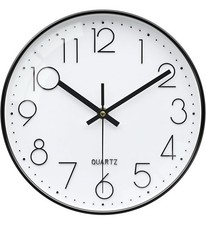 Fdit 8 Inch Silent Wall Clock Non Ticking with Clear Glass Front, Easy to Read 