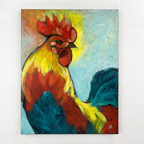 Original rooster painting - original,