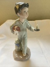 Nao Lladro Little Boy Figurine with His Teddy Bear & Puppy VGC Retired Spain