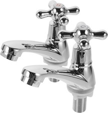 2X Twin Taps Set Hot and Cold Pair Tap Traditional Bath Bathroom Basin Sink UK