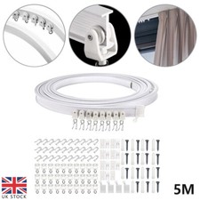 5M Bendable Flexible Curtain Track Rod Rail Ceiling Window Caravan Straight Bay
