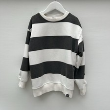 Zara Boy Vintage Wash Black & Natural Stripe Sweatshirt 5-6 Years