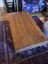 Jali Sheesham Coffee Table Thakat Iron Studding And Corner Brackets 110x60cm