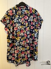 Joules size 14 Navy blue floral short sleeve blouse shirt