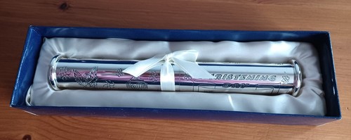 Silver coloured christening - coloured,